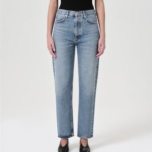 Agolde 90’s Pinch Waist High Rise Straight Jeans - light blue wash